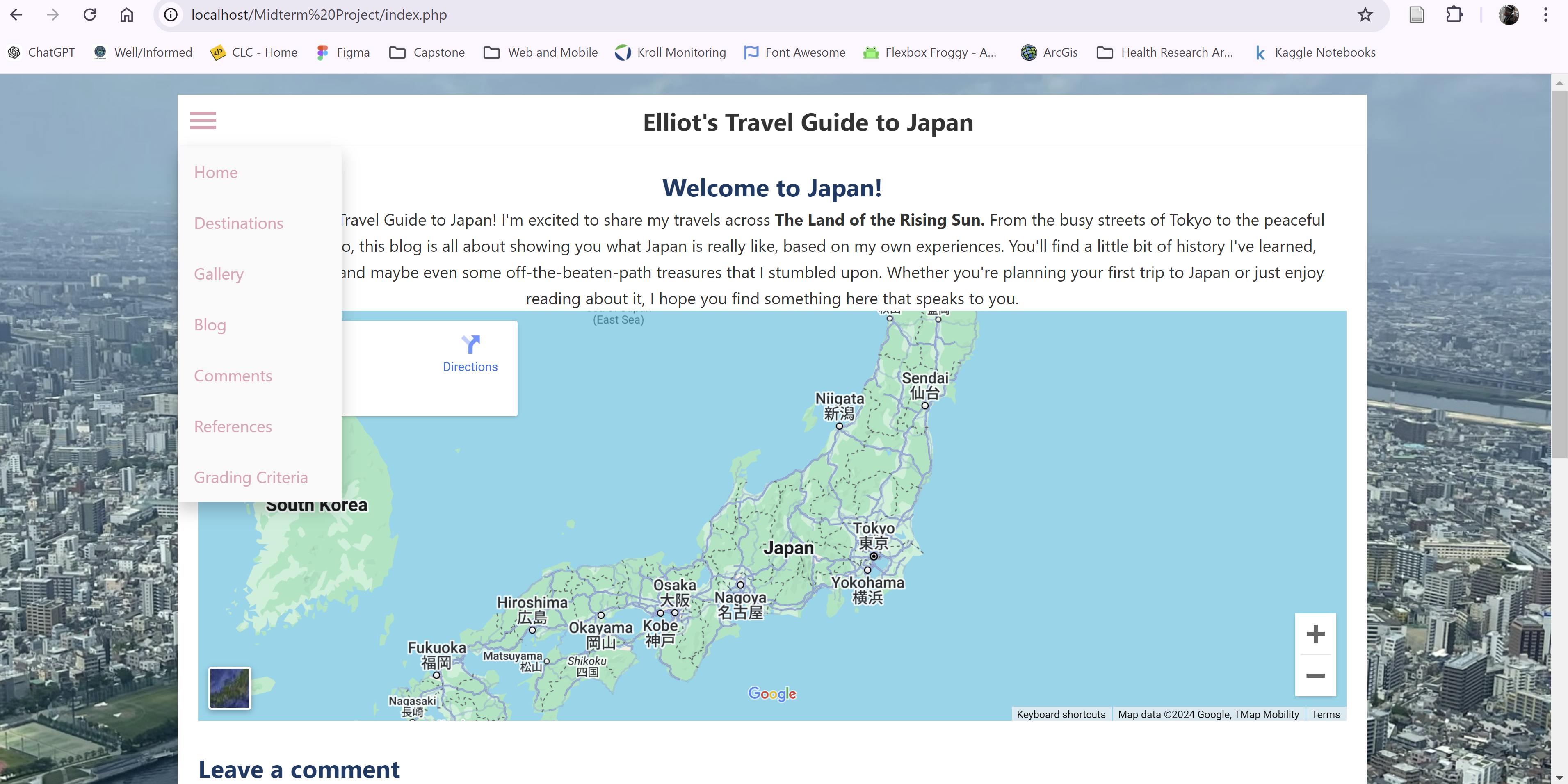 Main screenshot for project: Discover Japan - A Personal Travel Guide