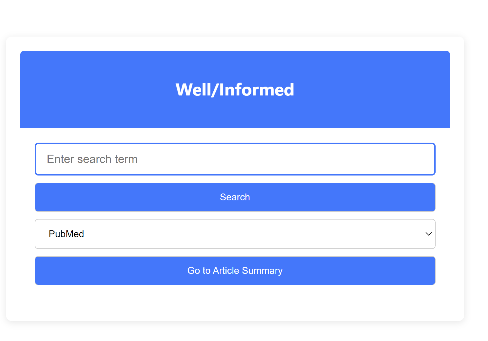 Main screenshot for project: Well/Informed